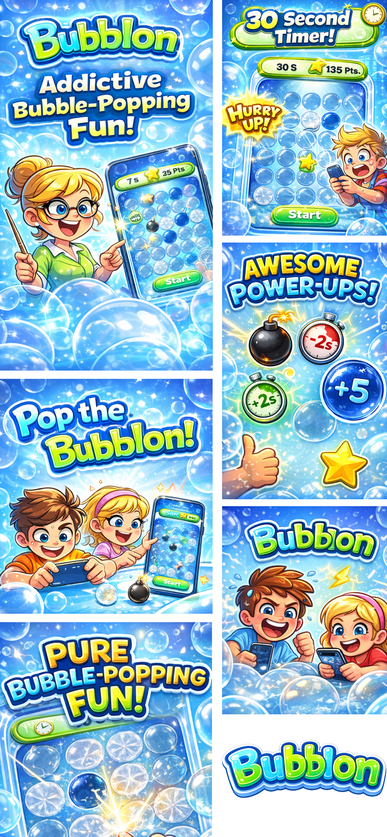 Bubblon game collage